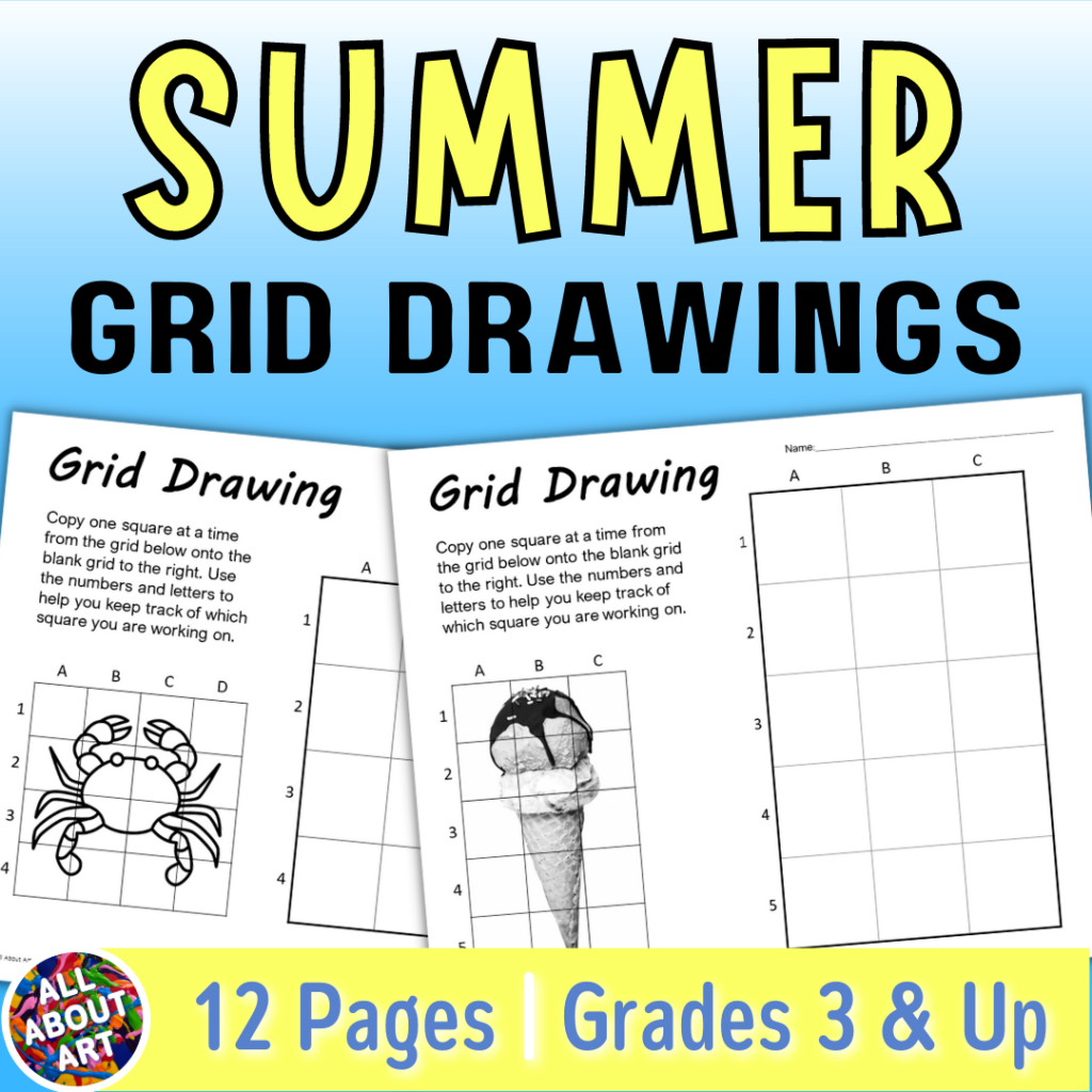 Summer Grid Drawing Worksheets End Of Year Grid Method Art Activities  - End Of The Summer Worksheets