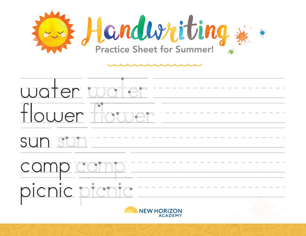 Summer Handwriting Practice Worksheet Sliding Into Summer With A  - Summer Handwriting Practice Worksheets