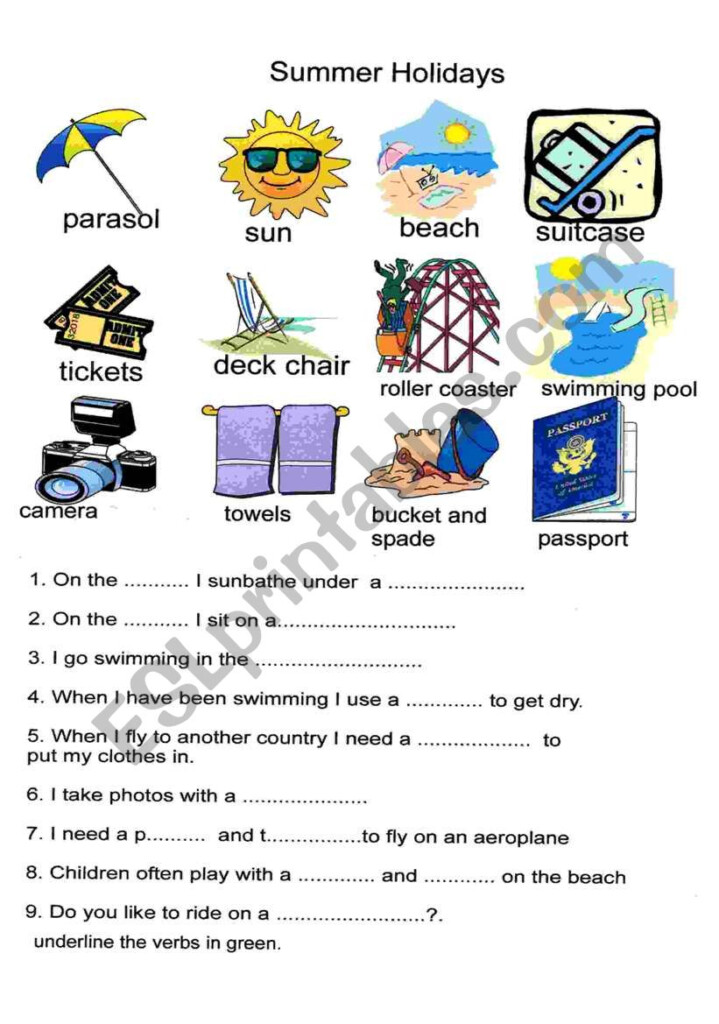 Summer Holidays ESL Worksheet By Cathrine - Summer Holiday Vocabulary Worksheets