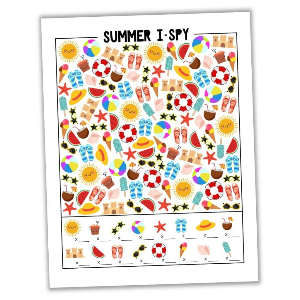 Summer I Spy Printable - Summer I Spy Worksheet