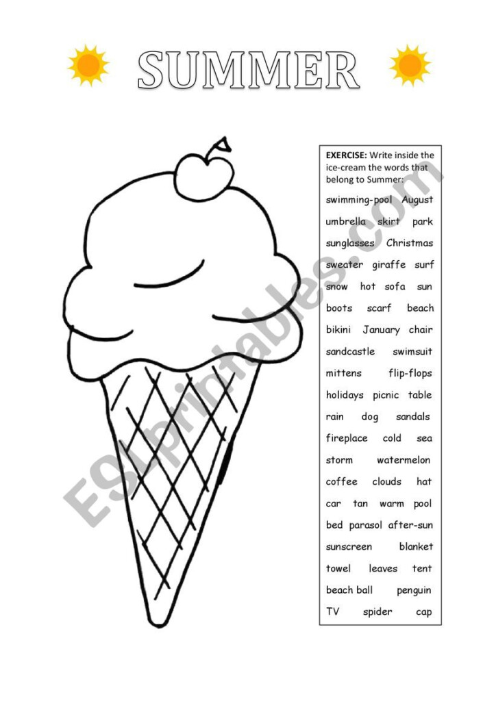 Summer Ice cream ESL Worksheet By Uooo - Summer Ice Cream Worksheet