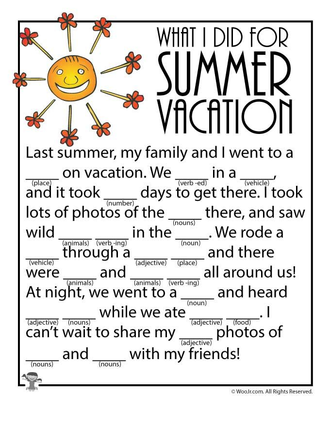 Summer Mad Libs Free Printable - Summer Mad Lib Worksheets