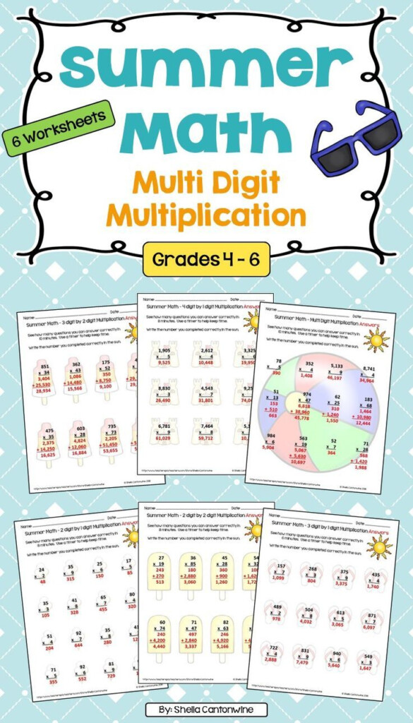 Summer Math Multi Digit Multiplication Worksheets Summer Math Summer  - Summer Multiplication Worksheets