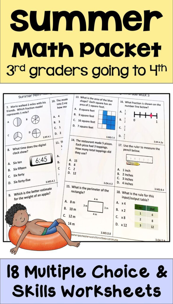 Summer Math Packet For Rising 4th Graders Review Of 3rd Grade Math  - Summer Worksheets For Rising 4Th Graders