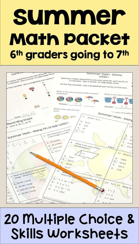 Summer Math Packet For Rising 7th Graders Review Of 6th Grade Math  - Rising 7Th Grade Summer Worksheets