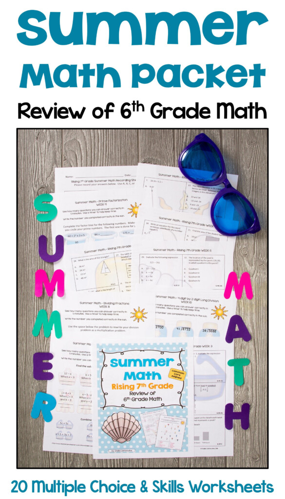 Summer Math Packet For Rising 7th Graders Review Of 6th Grade Math  - 6Th To 7Th Grade Summer Worksheets