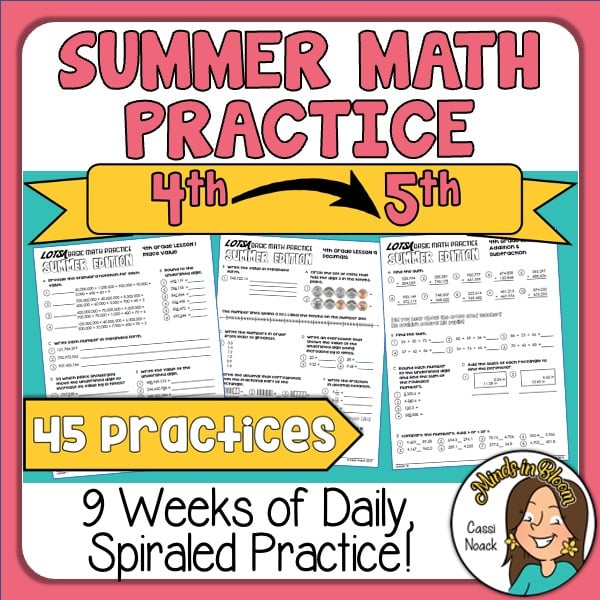 Summer Math Practice 4th Grade Into 5th Grade Practice Worksheets For  - 4Th To 5Th Grade Summer Math Worksheets