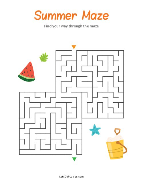 Summer Maze Fun Mazes For Kids - Summer Maze Worksheet