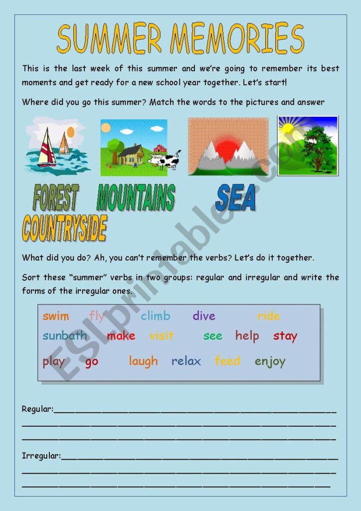 Summer Memories ESL Worksheet By Edegil - Summer Memory Worksheet