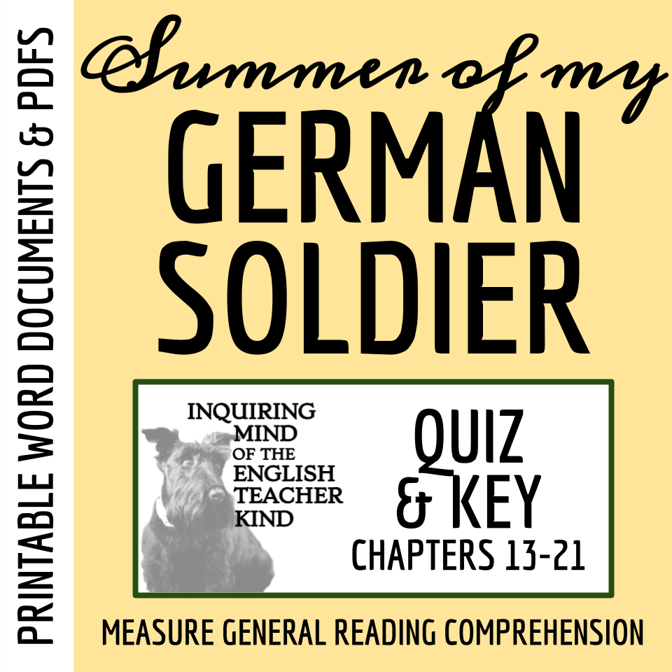 Summer Of My German Soldier Chapters 13 Through 21 Quiz Made By Teachers - Summer Of My German Soldier Worksheets