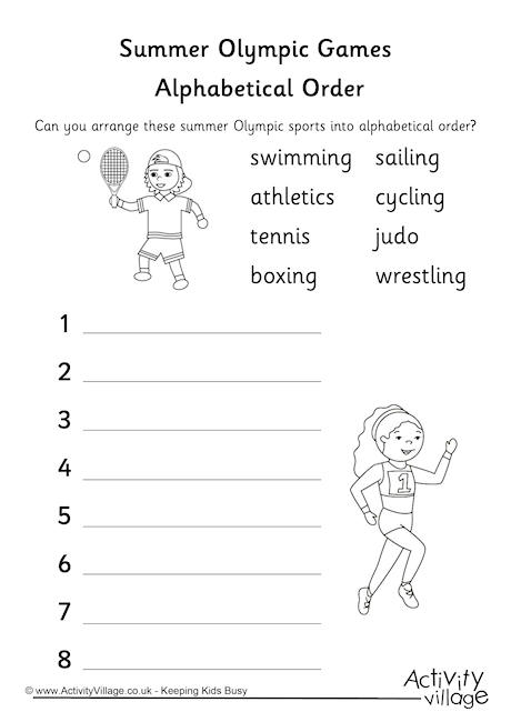 Summer Olympics Alphabetical Order Worksheet 2 - Famous Summer Olympians Worksheets For 2Nd Grade