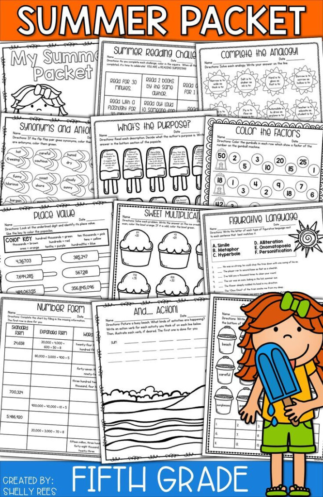 Summer Packet For 5th Grade Makes Summer Review Fun And Easy NO PREP  - Summer Worksheets 5Th Grade