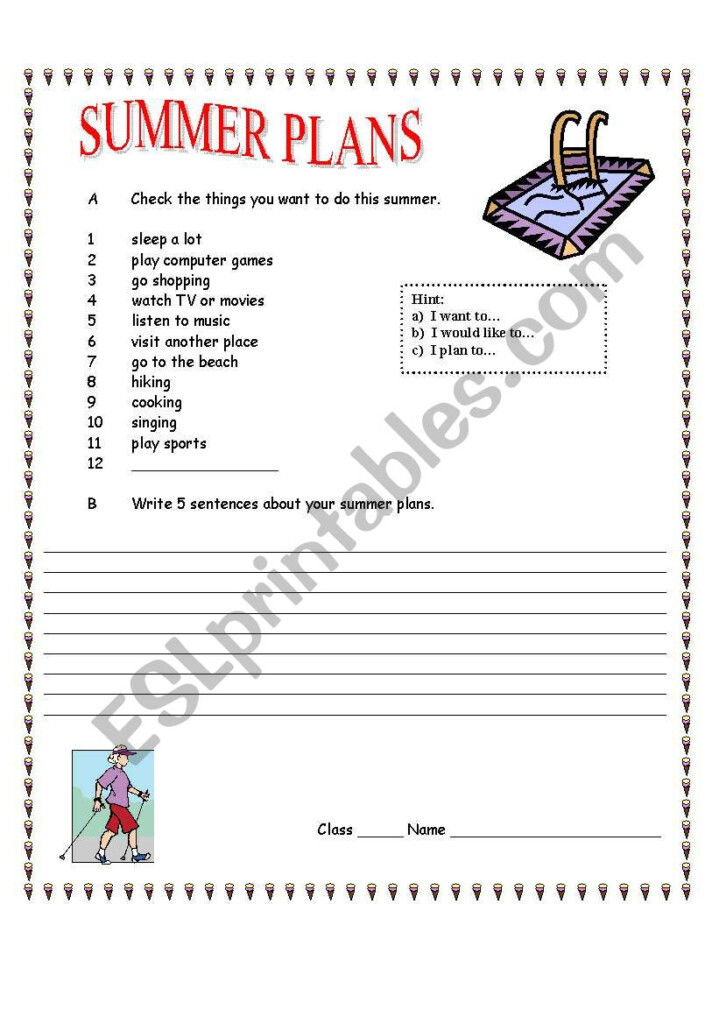 Summer Plans ESL Worksheet By Sandysni - Summer Plans Worksheets For Students