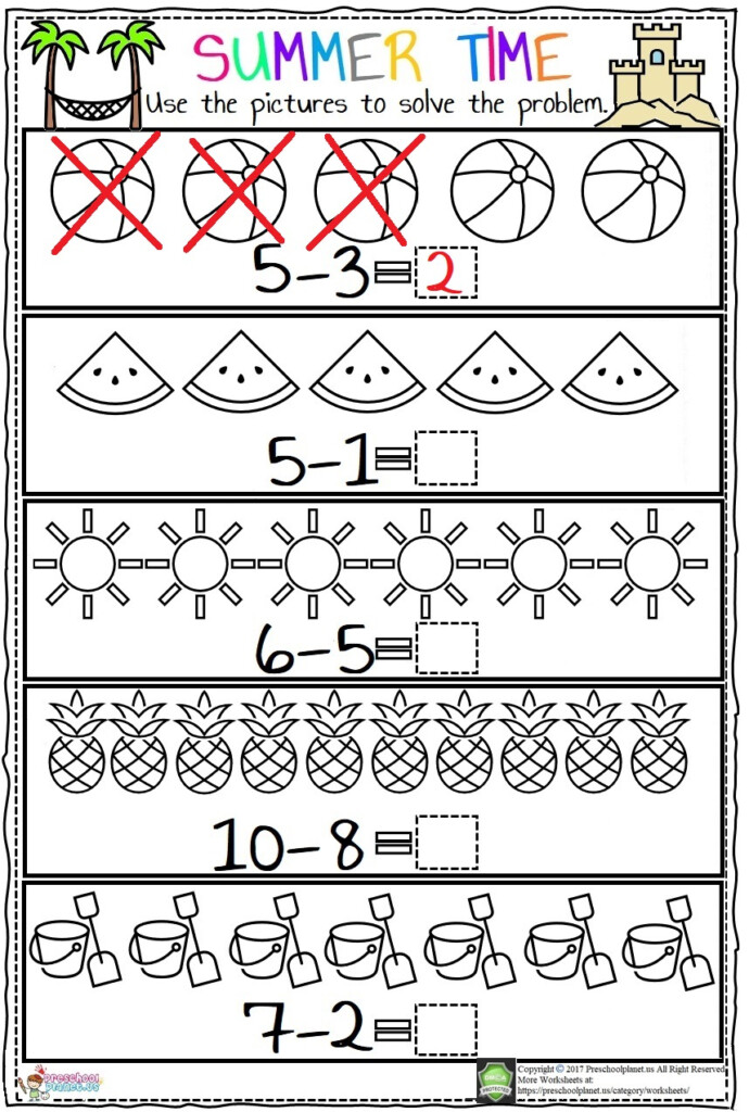 Summer Printables For Preschool Easy Peasy Summer And Summer Addition  - Summer Subtraction Worksheets