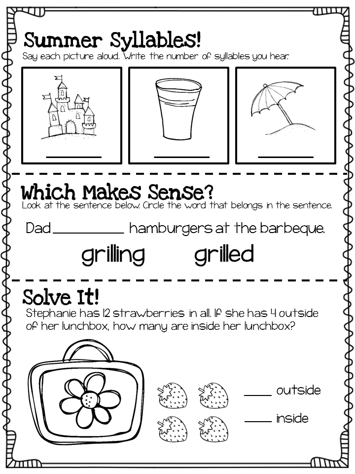 Summer Review For 1st Graders Entering 2nd Grade Summer Worksheets 8CA - 1St To 2Nd Grade Summer Worksheets