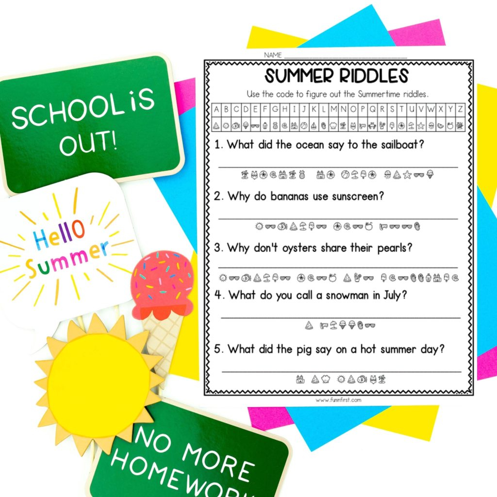 Summer Riddles FREEBIE Fun In First - Summer Riddles Worksheets