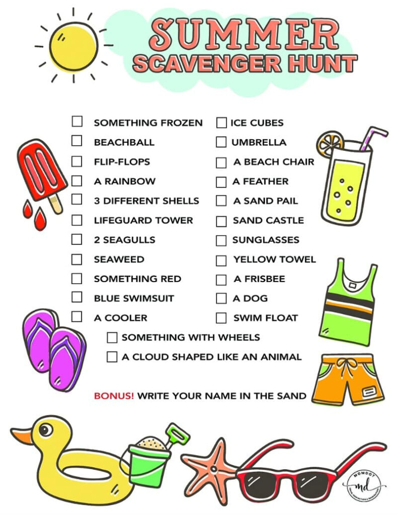 Summer Scavenger Hunt FREE PRINTABLE For Kids Momdot - Summer Scavenger Hunt Worksheet