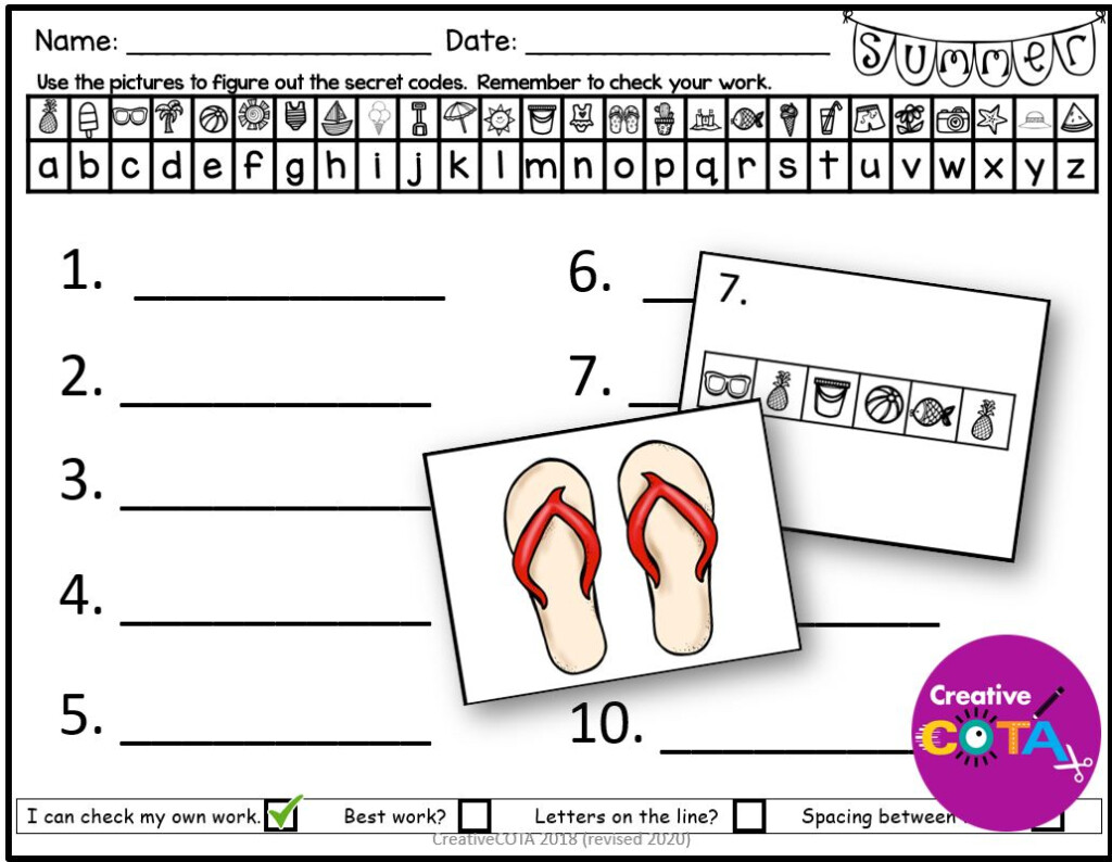 Summer Secret Code Handwriting Packet Your Therapy Source - Summer Secret Code Worksheet