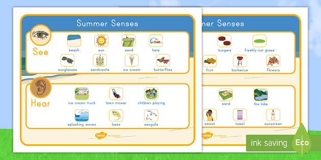 Summer Senses For Kids Twinkl USA Resources Twinkl - Summer Senses Worksheet