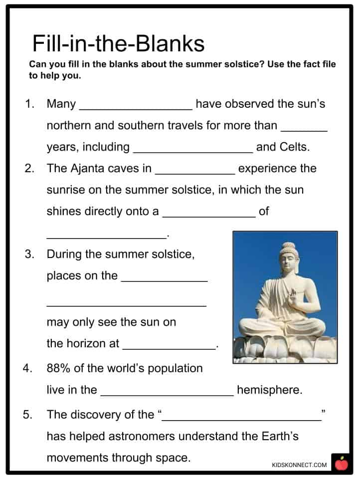 Summer Solstice Facts Worksheets Date History Science For Kids - Summer Solstice Worksheet For Kids