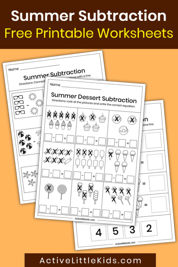 Summer Subtraction Worksheets For Kindergarten Active Little Kids - Summer Subtraction Worksheets