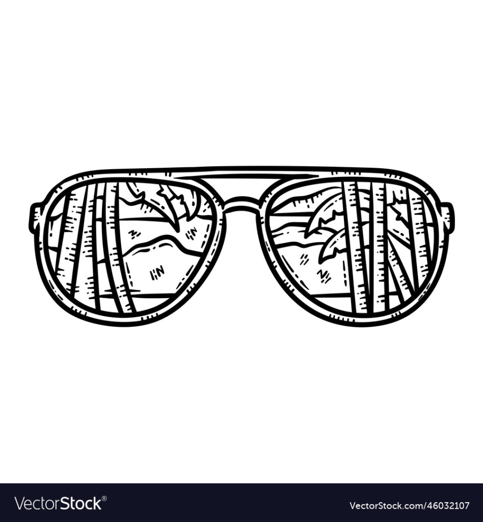 Summer Sunglasses Line Art Coloring Page For Adult - Summer Vacation For Coloring Glasses Worksheet