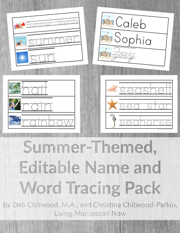 Summer Themed Editable Name And Word Tracing Pack Living Montessori Now - Summer Word Tracing Worksheets