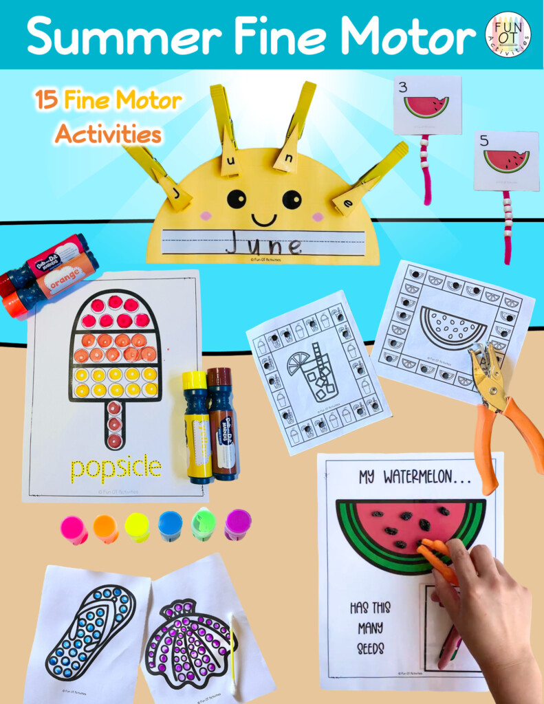 Summer Themed Fine Motor Skill Building Your Therapy Source - Summer Fine Motor Worksheets