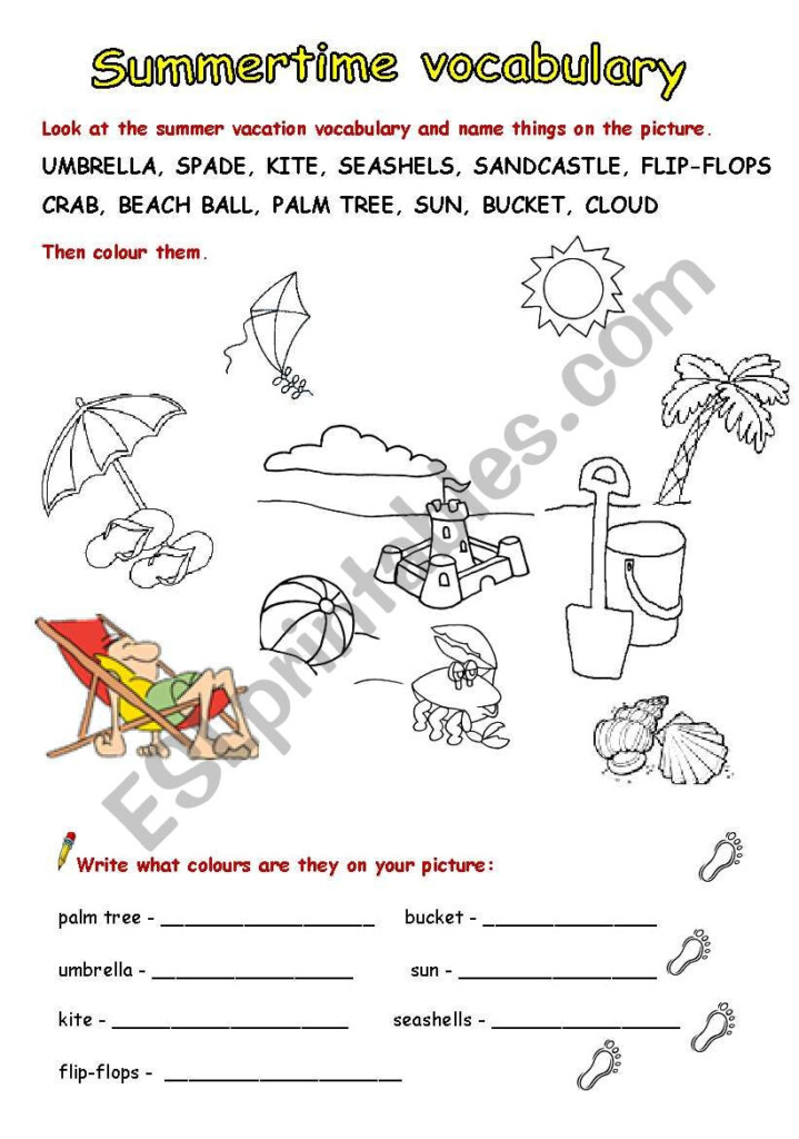 Summer Vacation Color Worksheet - Summer Vacation For Coloring Glasses Worksheet