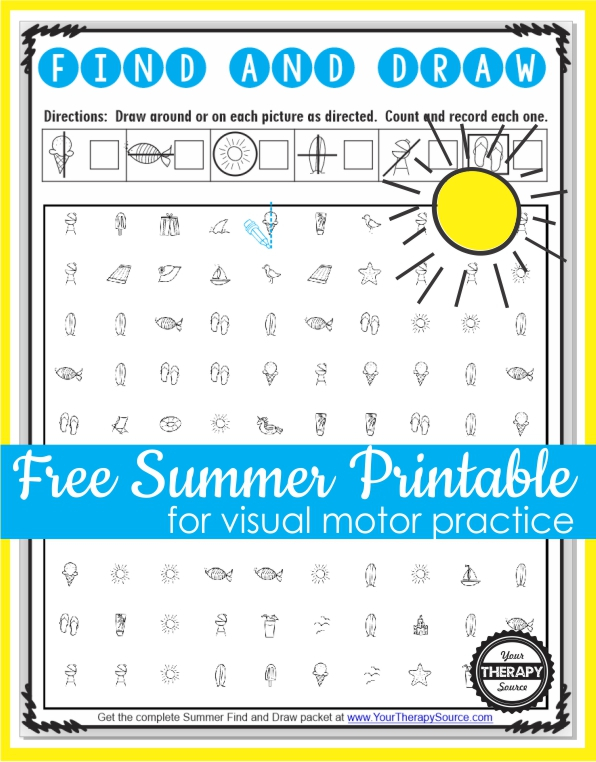 Summer Visual Motor Packet Your Therapy Source - Summer Visual Motor Worksheets