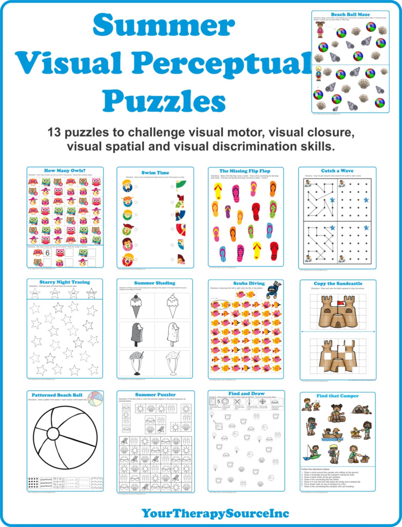 Summer Visual Perceptual Puzzles Your Therapy Source - Summer Visual Perceptual Worksheets