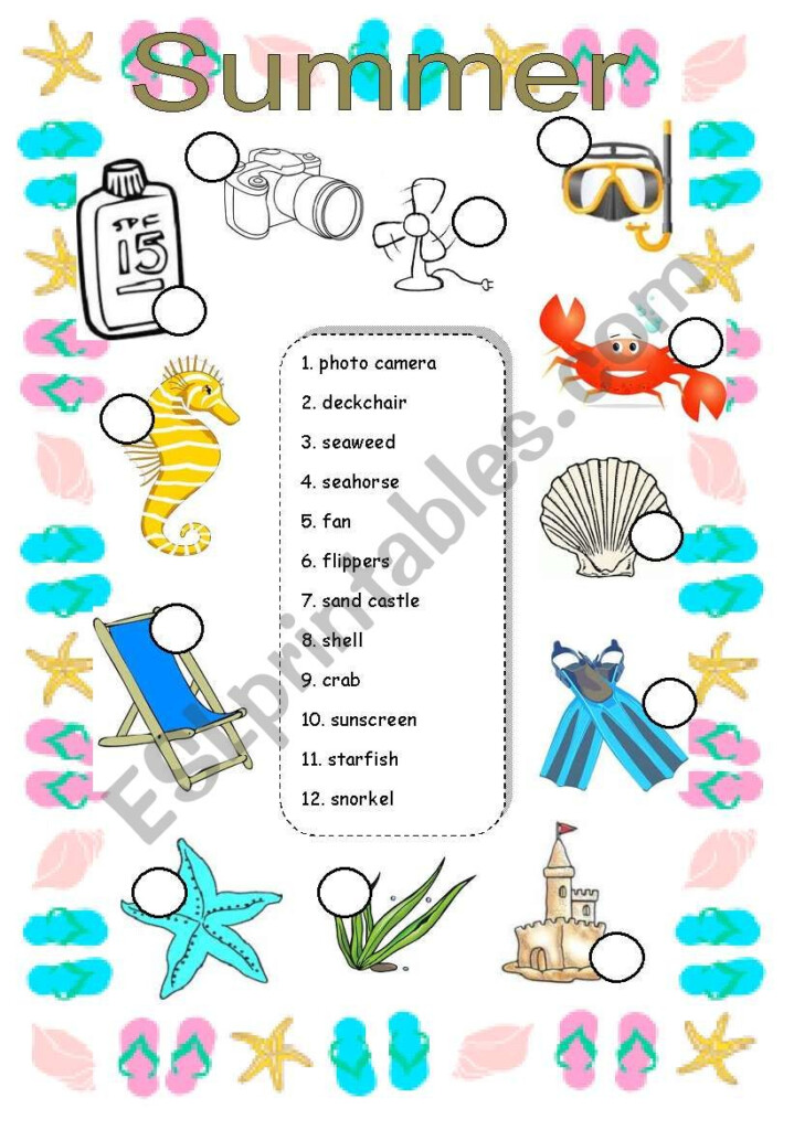 Summer Vocabulary Match ESL Worksheet By Poliszz - Summer Vocabulary Matching Worksheet