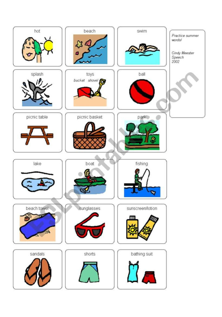 Summer Vocabulary Worksheets - Esl Summer Vocabulary Worksheets