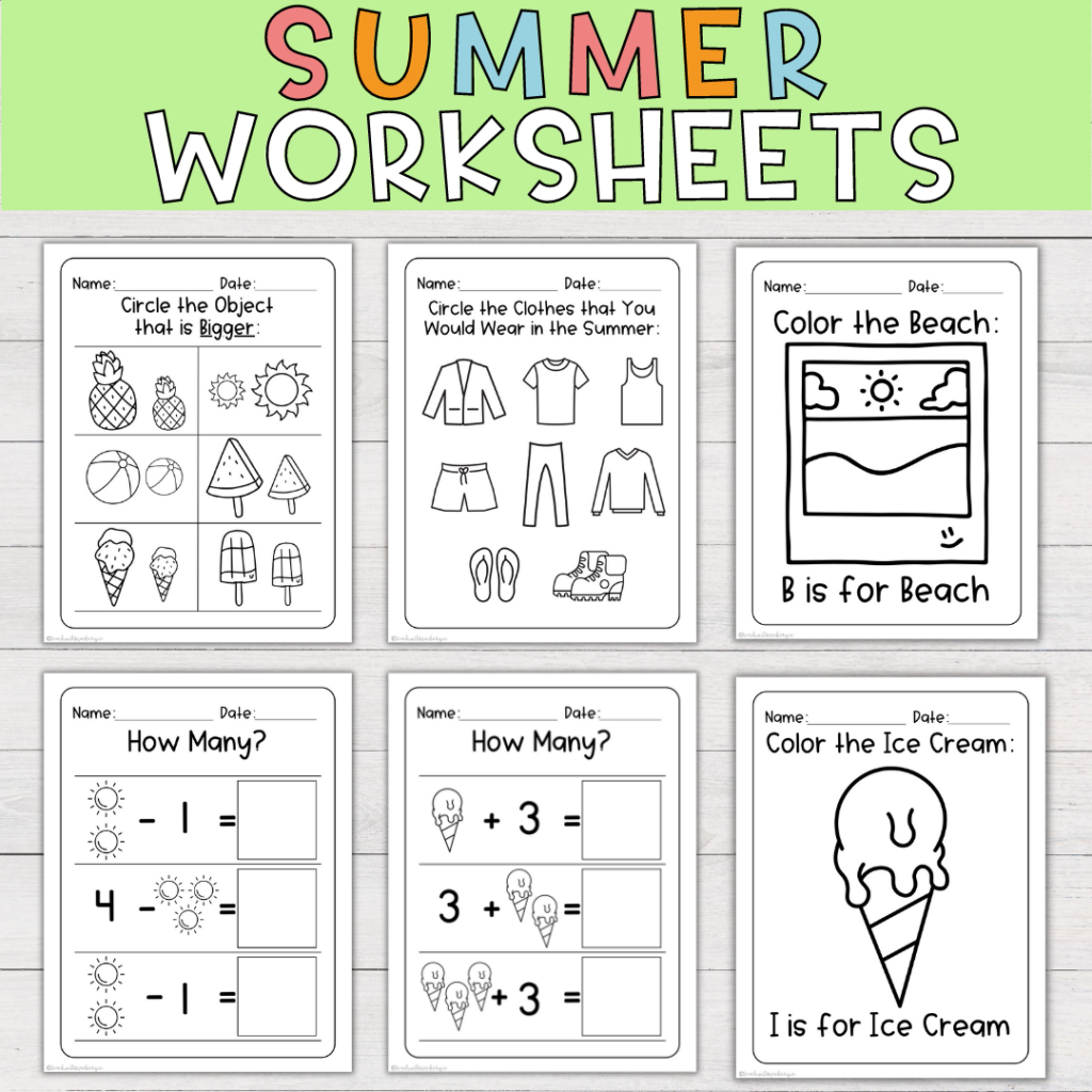 Summer Worksheet Bundle For Preschool And Kindergarten Made By Teachers - Dear Summer Worksheet