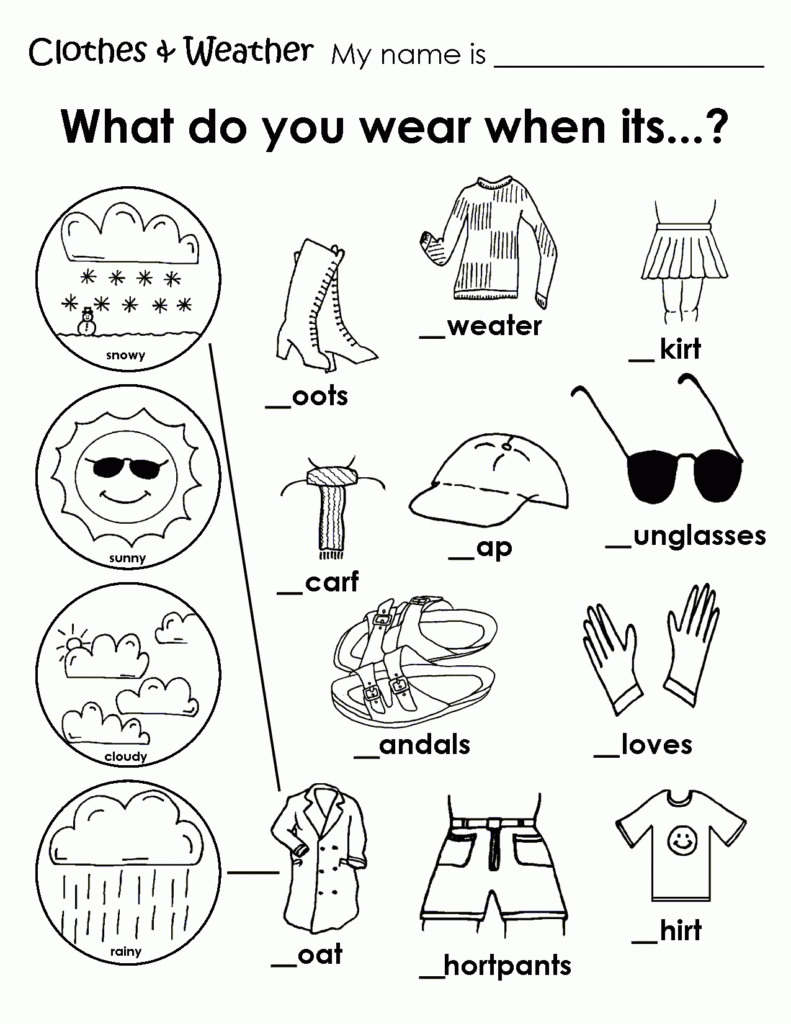 Summer Worksheet For Kindergarten - Dressing For Summer Englsih Worksheets For Kids