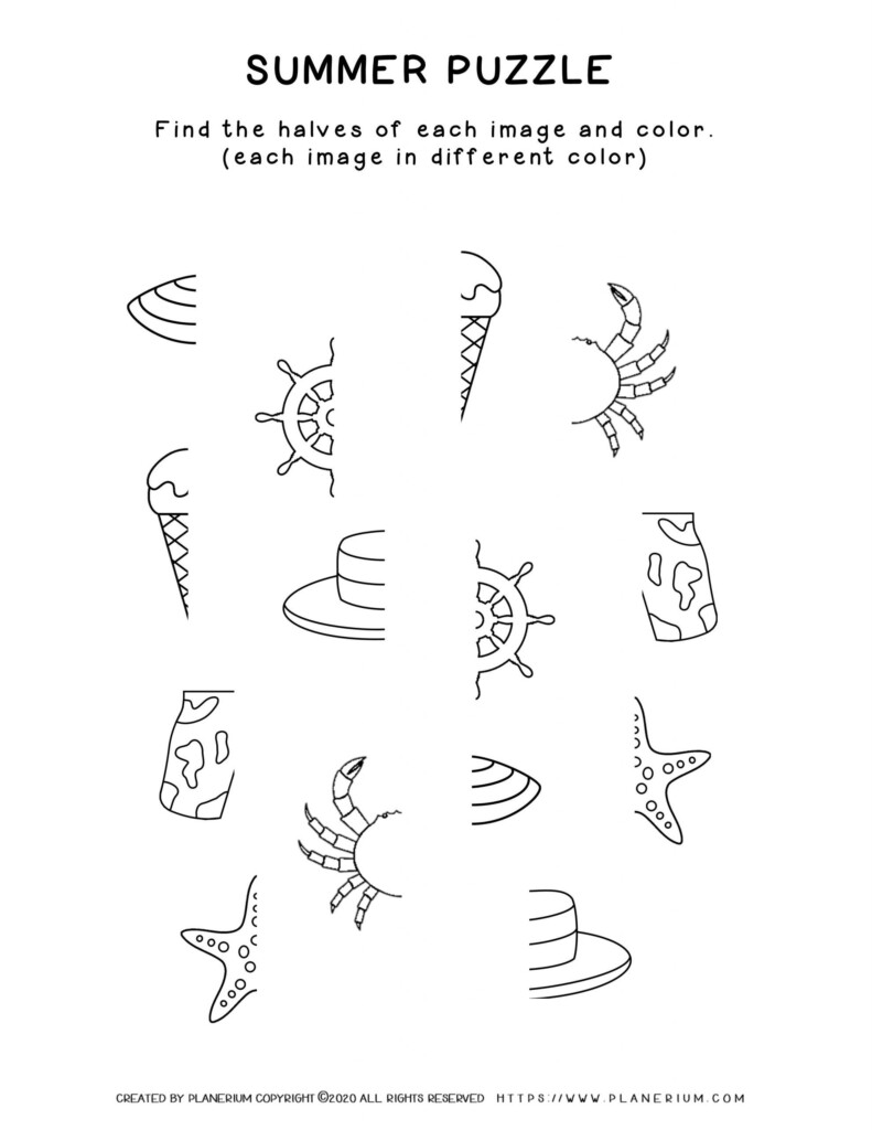 Summer Worksheet Puzzle Find The Half Planerium - Summer Puzzles Worksheets