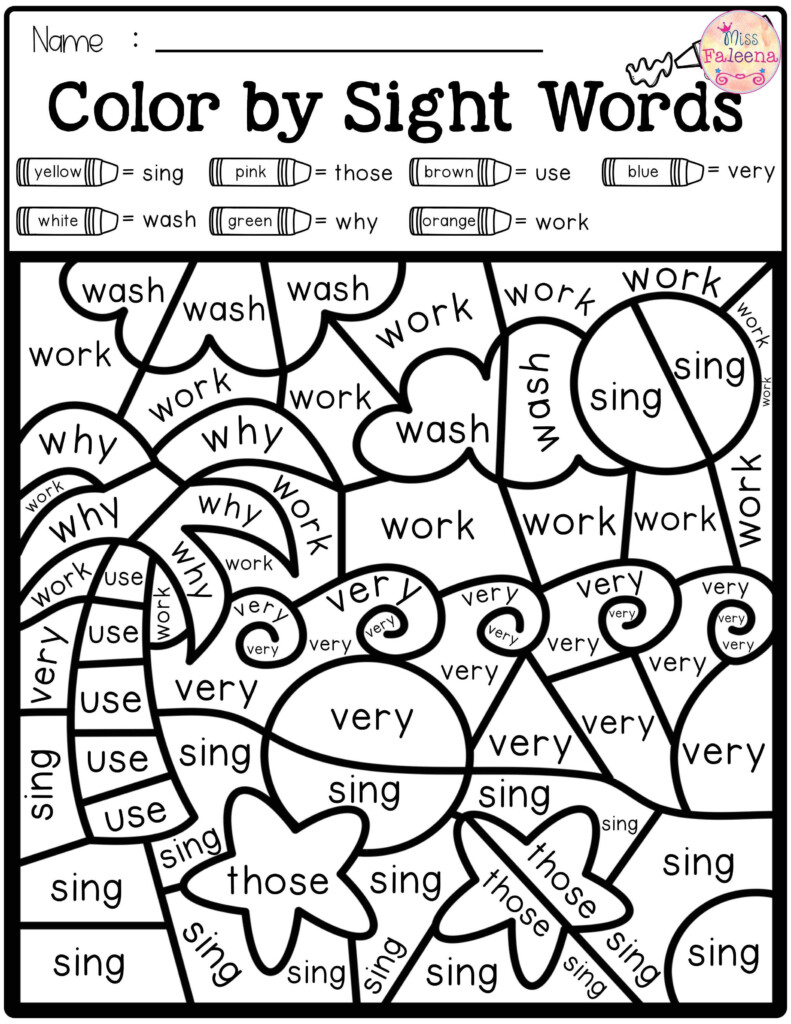 Summer Worksheets For 2nd Grade Pdf - Color By Color Word Summer Worksheet