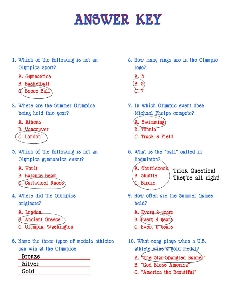 Summertime Trivia Questions And Answers Printable - Printable Summer Trivia Worksheets