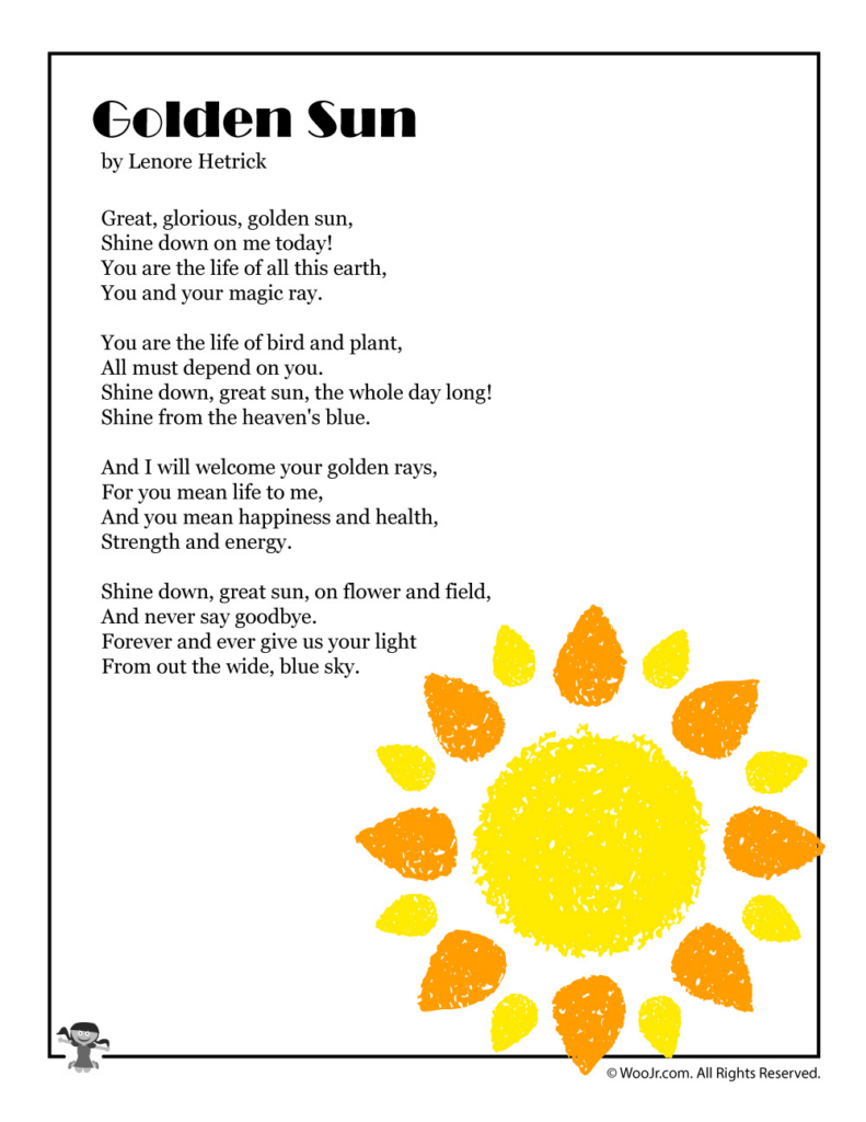 Sun Rhyming Words - The Sun Goes Down On Summer Worksheet