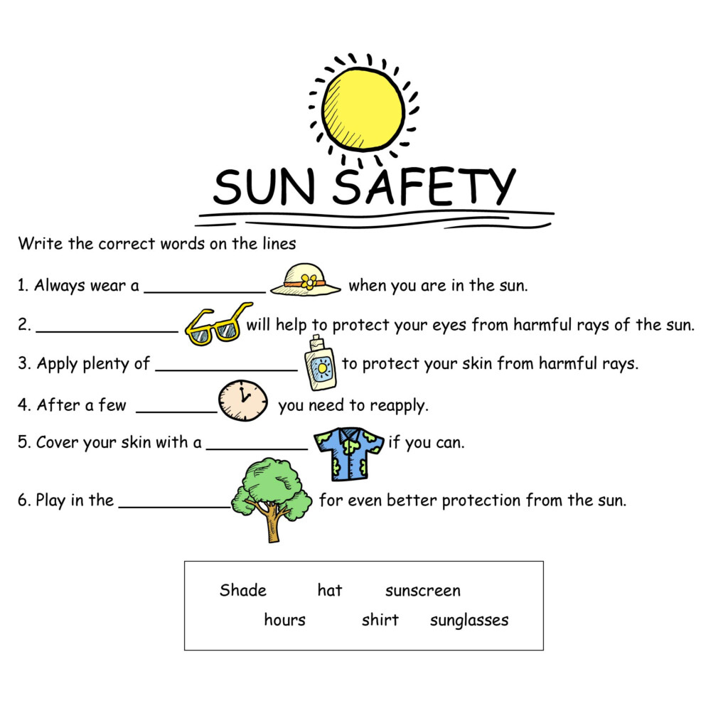 Sun Safety Activities For Kindergarten - Summer Safety Worksheets For Kindergarten