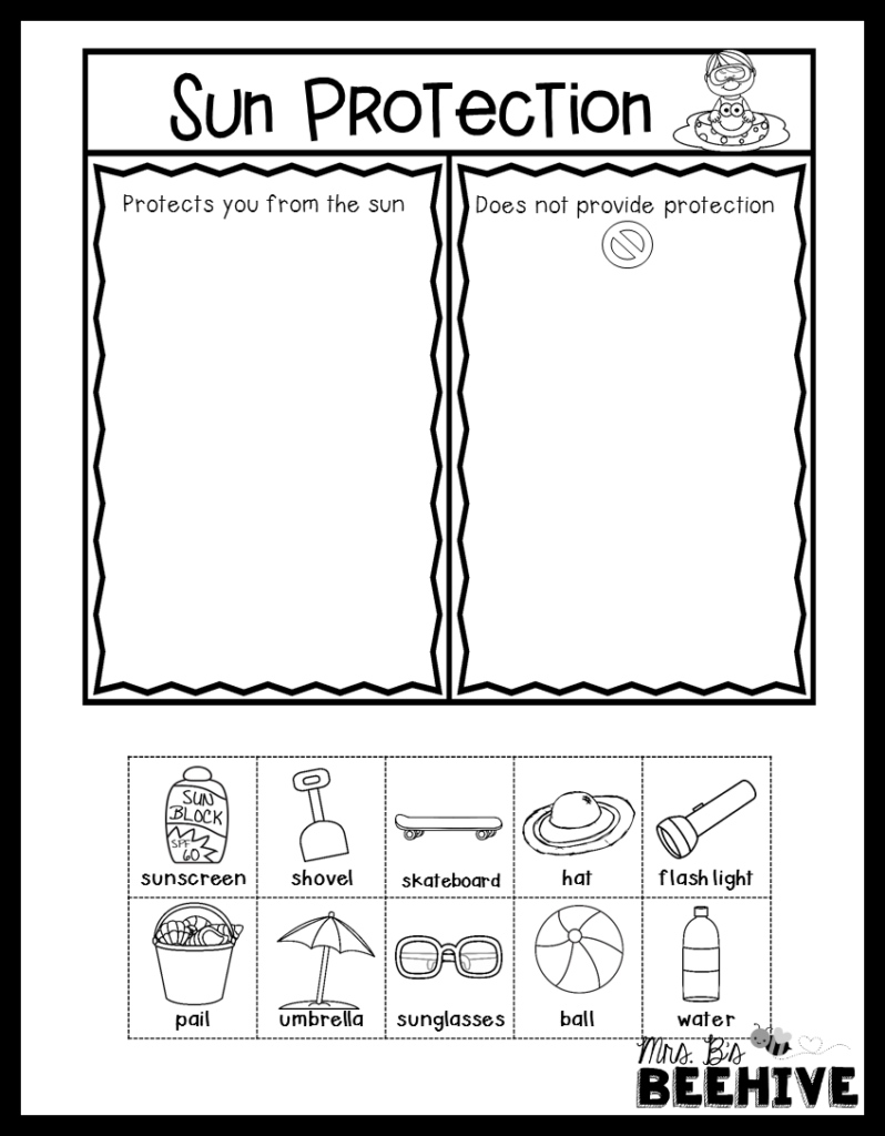 Sun Safety Worksheet For Kindergarten - Summer Safety Worksheets For Kindergarten