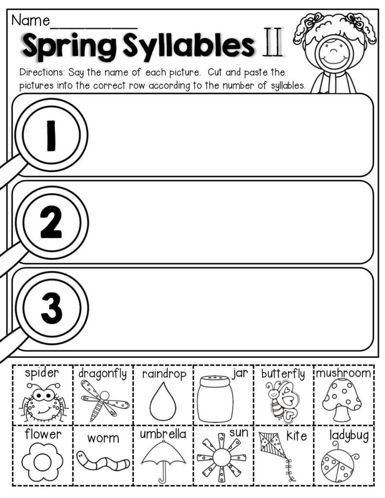 Syllables Worksheets For Kindergarten - Summer Syllables Worksheet