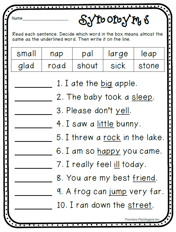 Synonym Activities For 2nd Grade - Summer Synonym Worksheets 2Nd Grade