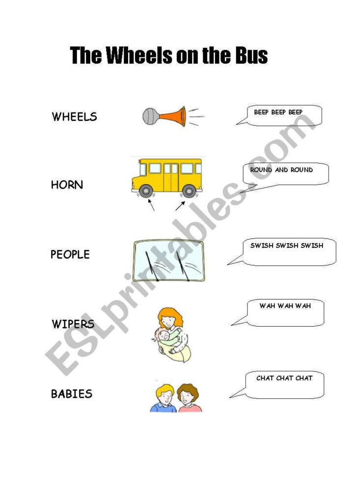 The Wheels On The Bus Matching Activity ESL Worksheet By LolaPe - Summer On Wheels Worksheets