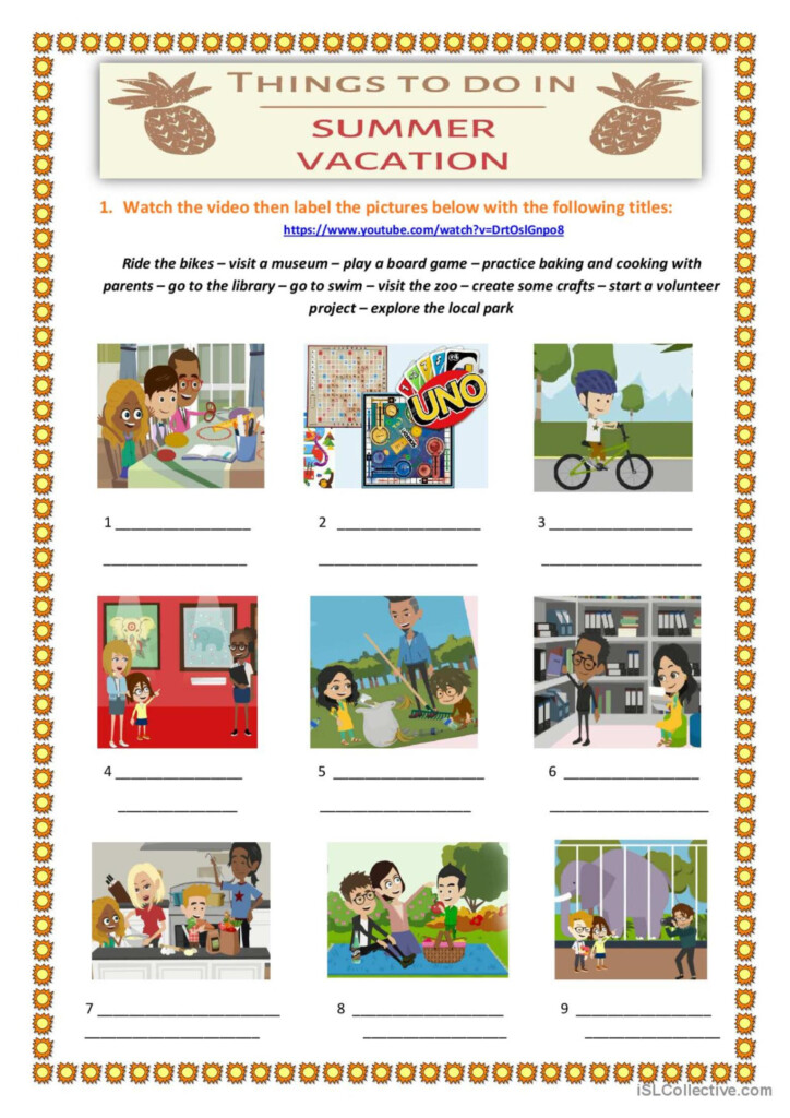 Things To Do In Summer Vacation English ESL Worksheets Pdf Doc - Esl Summer Vacation Worksheets