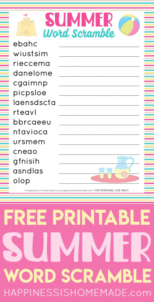 This Free Printable Summer Word Scramble Is Lots Of Fun For Kids And  - Summer Unscramble Worksheet