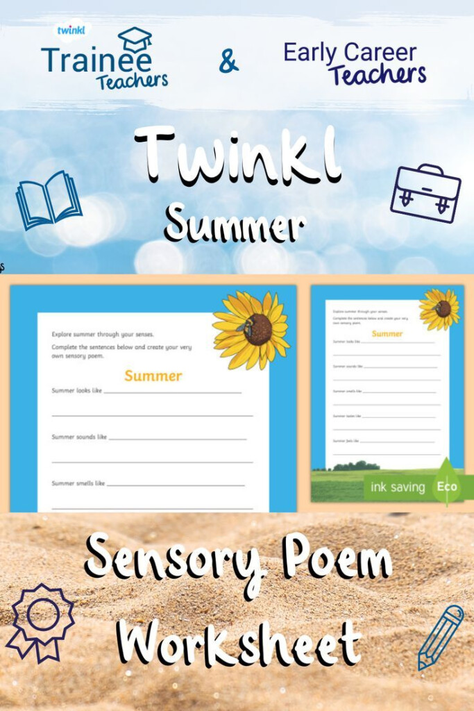 This Resource Contains One Sheet Of A4 Which Is The Worksheet Itself  - Summer Poem Worksheet