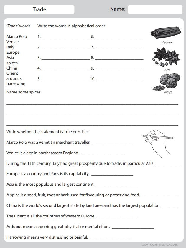 Trade Studyladder Interactive Learning Games - A Summer Trade Worksheet