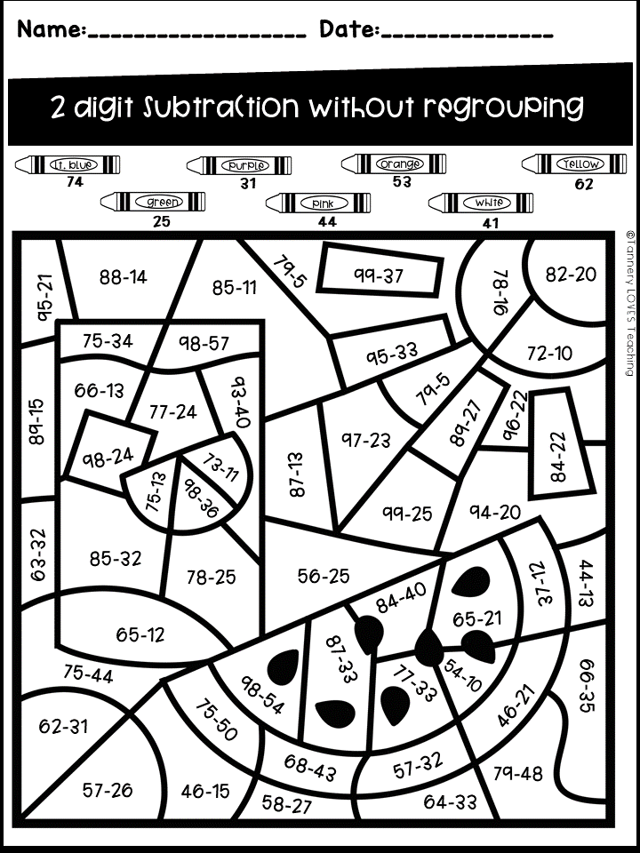 Two Digit Addition And Subtraction With And Without Regrouping Color By  - Double Digit Addition Summer Worksheets