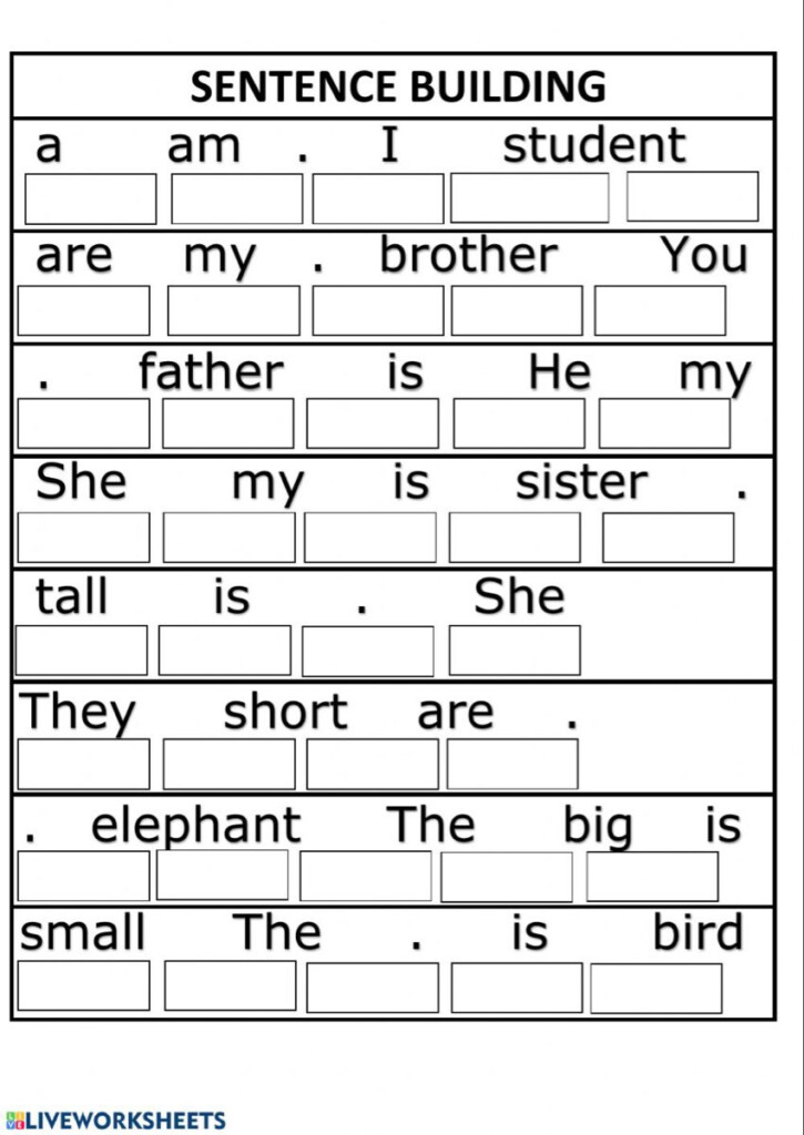 Verb To Be Interactive And Downloadable Worksheet You Can Do The  - Sentence Building Worksheets Older Kids Summer